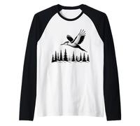 Pileated Woodpecker Line Art Birdwatcher Raglan Baseball Tee
