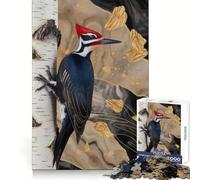 Pileated Woodpecker on Birch Tree 1000 Piece Jigsaws for Adults Puzzle Strengthen Memory Warm Time Clean Edge (38x26cm)