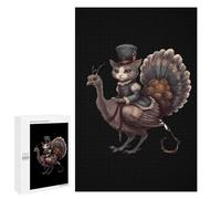 Pilgrim Cat on Turkey Jigsaw Puzzle for Adults Wooden Challenging Puzzles Gift for Family Friends