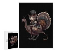 Pilgrim Cat on Turkey Jigsaw Puzzle for Adults Wooden Challenging Puzzles Gift for Family Friends