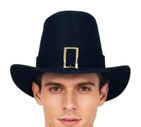 Pilgrim Hat for Children, Black Colonial Hat for Costume Parties | Historical Holiday Hat with Puritan Design for Women Teenagers Adults School Performances Cosplay Photo Shooting