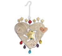 Pilgrim Imports Whimsical Starburst Heart Bronze Nickel and Copper Hanging Ornament Garden Planter Handmade Gift Packaged