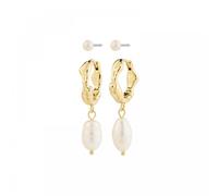 Pilgrim Jonne 2-in-1 Pearl Gold Tone Earrings 0.3cm, 3.2cm
