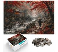 Pilgrim on a Stone Path in Autumn Forest Jigsaw Puzzle, 1000 Piece