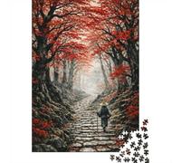 Pilgrim on a Stone Path in Autumn Forest Jigsaw Puzzle, 1000 Piece