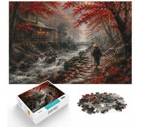 Pilgrim on a Stone Path in Autumn Forest Jigsaw Puzzle, 1000 Piece