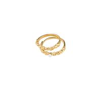 Pilgrim SENSE rings 2-in-1 set Ring Goldplated Brass 122542004 - Woman - Brass Gold/White Adjustable