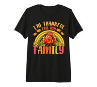 Pilgrim Turkey Im Thankful for My Family Cute Thanksgiving Premium T-Shirt