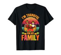 Pilgrim Turkey Im Thankful for My Family Cute Thanksgiving Value Graphic T-Shirt