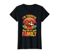 Pilgrim Turkey Im Thankful for My Family Cute Thanksgiving Value Graphic T-Shirt