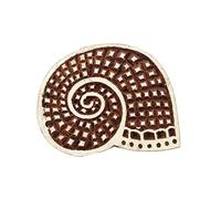 Pilgrims Fair Trade Ammonite Seashell Shaped Indian Hand Carved Wooden Printing Block Stamp