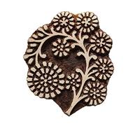 Pilgrims Fair Trade Floral Shaped 6.7 cm Indian Hand Carved Wooden Printing Block Stamp