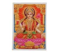 Pilgrims Fair Trade Goddess Lakshmi Hindu God Glossy Shrine Picture Gold Glitter Finish