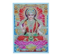 Pilgrims Fair Trade Goddess Lakshmi Hindu God Shrine Picture Silver Glitter Finish