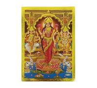 Pilgrims Fair Trade Gold Foil Embossed Hindu God Lord Ganesh and Goddesses Lakshmi & Saraswati Shrine Picture