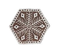 Pilgrims Fair Trade Hexagonal Shaped Indian Hand Carved Wooden Printing Block Stamp