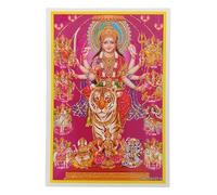 Pilgrims Fair Trade Hindu Goddess Durga Glossy Shrine Picture Glitter Finish