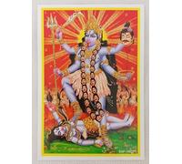 Pilgrims Fair Trade Hindu Goddess Kali Glossy Shrine Picture Glitter Finish
