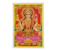 Pilgrims Fair Trade Hindu Goddess Lakshmi Glossy Shrine Picture Glitter Finish