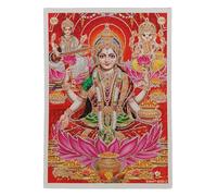 Pilgrims Fair Trade Lakshmi Saraswati Ganesh Hindu God Diwali Shrine Picture Silver Glitter Finish