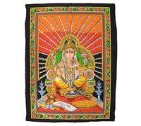 Pilgrims Fair Trade Sequin Cotton Shrine Picture Wall Art Hindu God Ganesh 80 x 110 cm
