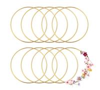 Pilikoll 10 Pcs 20cm Large Hoops Steel Macrame Rings Gold Metal Craft Rings Floral Wreath Hoops Big Round Hoops Gold Metal Craft Rings Wreath Macrame for Dream Catcher, Wedding Party Decoration