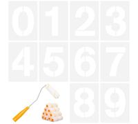 Pilikoll 10 Pcs 30cm Large 0-9 Number Stencils with Mini Paint Roller Reusable Curb Address Number Stencils 12” Plastic Parking Stencil for Painting DIY Mailbox Signs Road Parking Lot
