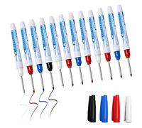 Pilikoll 12 Pcs Deep Hole Marker Pens Long Head Deep Hole Marker Carpenters pen Permanent Marker Pens Tip Permanent Marker for Architect Construction Marking(Black Blue Red White, 30cm)