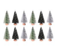 Pilikoll 12 Pcs Mini Christmas Trees, DIY Miniature Bottle Brush Trees Diorama Trees Artificial Christmas Tree Mini Christmas Ornaments Tabletop Trees for Christmas, Room Decorate, Diorama Models