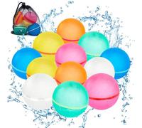 Pilikoll 12 Pcs Reusable Magnetic Water Balloons with Mesh Bag Self Closing Magnetic Spray Balls Silicone Magnetic Water Balloons Reusable water balloons for Kids,Adults,Pool Party Beach Water Toys