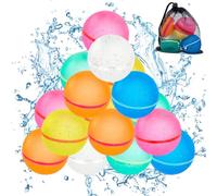 Pilikoll 16 Pcs Reusable Water Balloons Self Sealing Magnetic Water Balls Silicone Refillable Water Balls Magnetic Water bombs Mini Silicone Water Balloons Toy for Adults Summer Games