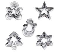 Pilikoll 25 Pcs Christmas Cookie Cutters Stainless Steel Christmas Biscuit Cutters Christmas Tree, Snowflake, Gingerbread Man, Star, Snowman Pastry Cutter for Kids Fondant Cookie DIY Baking