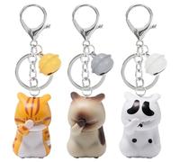 Pilikoll 3 Pcs Cartoon Cat Keychains with Bell Keychain Face Covering Cat Key Rings Shy Cat Keychain Lucky Kitten Key Chain Shy Cat Pendant Key Rings Animal Hanging Decor Keychains for Boy Girl Kid