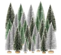 Pilikoll 30 Pcs Miniature Christmas Tree Artificial Mini Christmas Trees Miniature Pine Tree Tabletop Bottle Brush Christmas Trees Mini Ornaments Tabletop Trees for Christmas Crafts Tabletop Decor