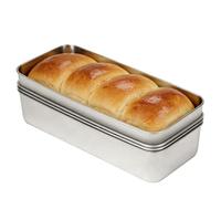 Pilikoll 4 Pcs 3lb Loaf Tin for Baking Rectangular Oven Baking Pan Bakeware Set Stainless Steel Bread Loaf Pan Stainless Steel Bread Tins Loaf Pans for Banana Bread, Cake, Loaves, Lasagna(33*15*6cm)