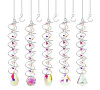 Pilikoll 5 Pcs Rainbow Sun Catchers Hanging with Double-Spiral for Windows