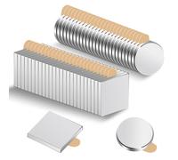 Pilikoll 50 Pcs 10×1mm Round & Square Self Adhesive Magnets Small Strong Magnets Rare Earth magnets Small Fridge magnet for Whiteboards, Project, Fridge, Crafts, Noticeboard, DIY