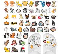 Pilikoll 52 Pcs Cat & Dog Shoe Decoration Charms Durable Waterproof Cats dog Shoes Charm Cute charms for Clogs PVC shoe Decorations cats dogs shoes Charm for Kids Boys Girls Teens Men Women Adults