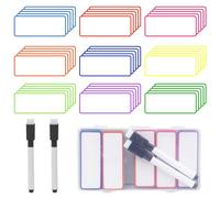 Pilikoll 54pcs Magnetic Dry Erase Labels with Whiteboard Pen Flexible Magnetic Label Strips Writable Magnet Sheets Reusable Name Plate Tag Blank Write On Magnets Name Tag Labels for School,Home,Office