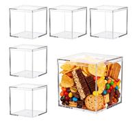 Pilikoll 6 Pcs 10x10x10cm Acrylic Display Boxes with Lid Small Clear Plastic Display Boxes with Lids Gifts Box Storage Containers Display Box for Candy Pill Jewelry Makeup Party Favor