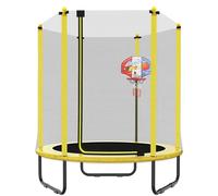 PILIN Children's Trampoline with Safety Net and Basketball Hoop, Max. load capacity 50KG Outdoor and Indoor Use Toddler Trampoline Ø4.9FT Birthday Gift for Kids