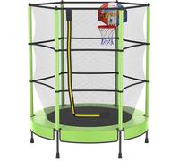PILIN Kids Trampoline with Basketball Hoop, Ø4.76FT Indoor Outdoor Toddler Trampoline with Springs, Raised Safety Net - Birthday Gifts for Boys and Girls, Christmas Toy Gifts for 1-8 Years