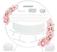 PILIN Round Balloon Arch Kit, Gold Metal Balloon Circle Frame, Big Size Backdrop Stand for Birthday, Wedding, Baby Shower, Grad Party Decoration (WHITE 2.2M)
