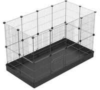 PILIN Small Animal Playpen, Pet Playpen with Waterproof Mat, Rabbit, Guinea Pig, Puppy, Playpen, Indoor & Outdoor Portable 43x32 24pcs Black