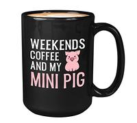 PILIPALALA Pig Lover Coffee Mug 11oz Black Weekends Coffee and Pig Nose Pink Animal Lover Mugs Cute Funny Women Girl Pet Piggy Guinea Meat