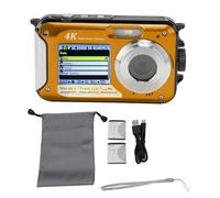 Pilipane 4K 64MP Underwater Camera Dual Screen Rainproof 10ft Submersible 16X Digital Zoom Autofocus with 64GB Memory Card for Snorkeling Swimming ABS 2 Batteries Included (Yellow)
