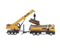 Pilipane Alloy Crane with Dump Truck Model Toy Multifunctional Lifelike Construction Vehicle Engineering Toy for Kids Birthday (Yellow)