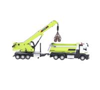 Pilipane Alloy Crane with Dump Truck Model Toy Multifunctional Lifelike Construction Vehicle Engineering Toy for Kids Birthday (Green)