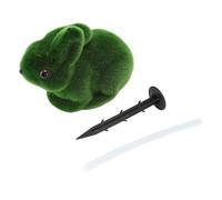 Pilipane Artificial Moss Bunny Stake Charming Rain Proof Garden Decor Green Flocked Bunny Figurine for Yard Decoration Foam Plastic 22x15cm