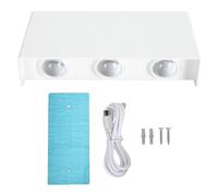 Pilipane Battery Operated Wall Sconce USB Rechargeable Dimmable 3 Modes Up Down Lighting Magnetic Attraction Adhesive LED Wireless Wall Lights for Bedroom Living Room ABS 16x8x3.5cm (White)